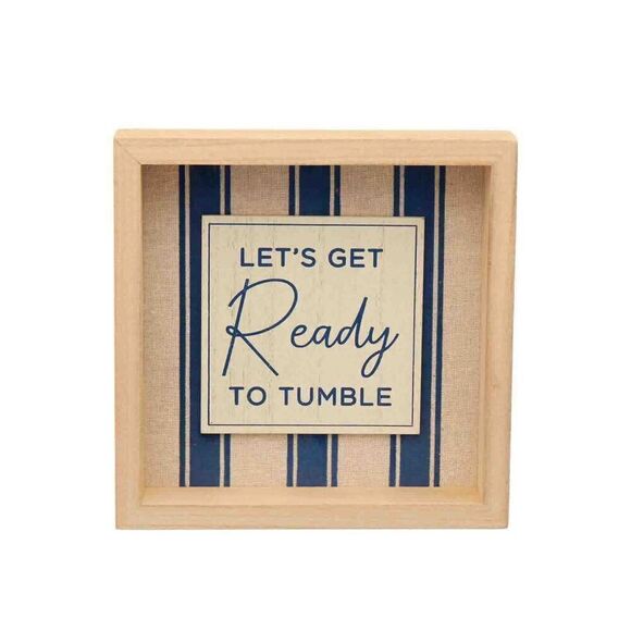 Laundry Room Decor 2 Square Signs Wall Countertop Ready to Tumble Loads of Fun - Picture 2 of 7